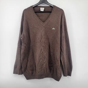 Lacoste Men's Chocolate V-Neck Sweater Size 8 /3X